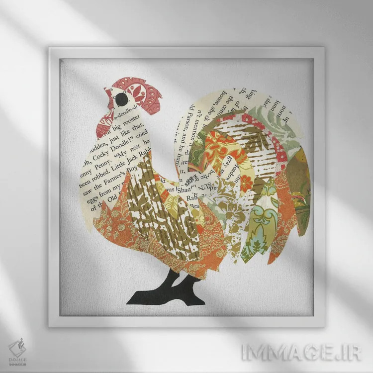 تابلو خروس اثر پیپر کاتز (استودیو طراحی کاغذی) - نمای قابدار سفید