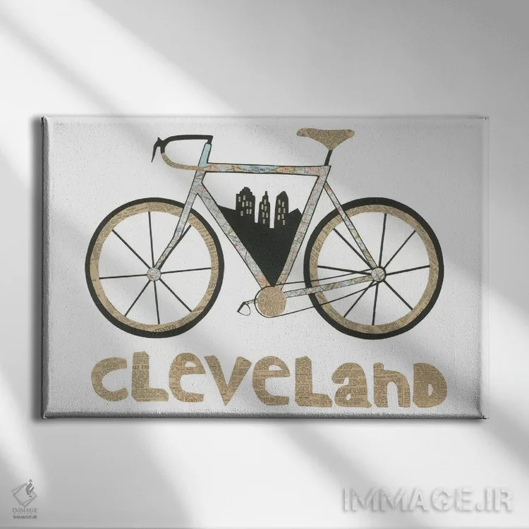 تابلو دوچرخهٔ کلیولند اثر پیپر کاتز (استودیو طراحی کاغذی) - نمای روبهرو روی دیوار