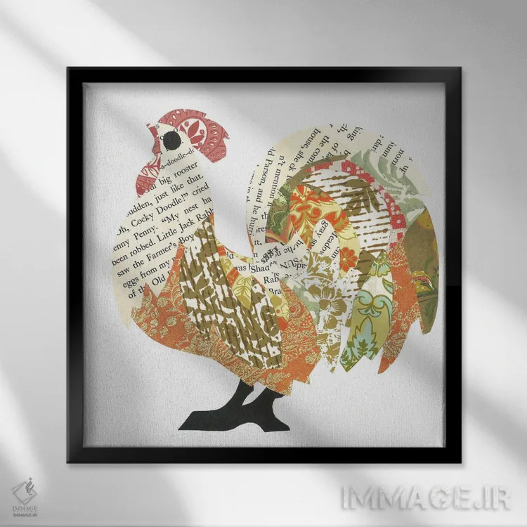 تابلو خروس اثر پیپر کاتز (استودیو طراحی کاغذی) - نمای قابدار مشکی