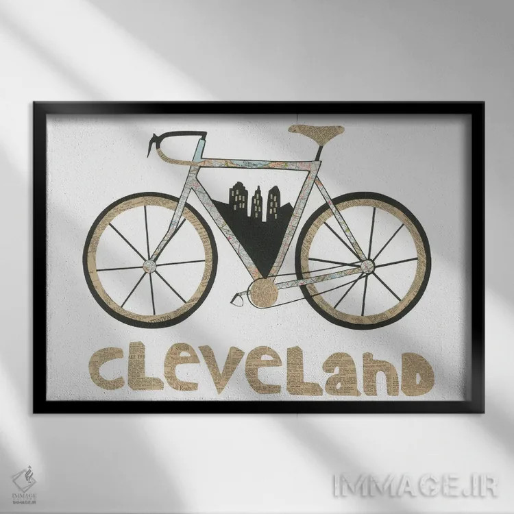 تابلو دوچرخهٔ کلیولند اثر پیپر کاتز (استودیو طراحی کاغذی) - نمای قابدار مشکی