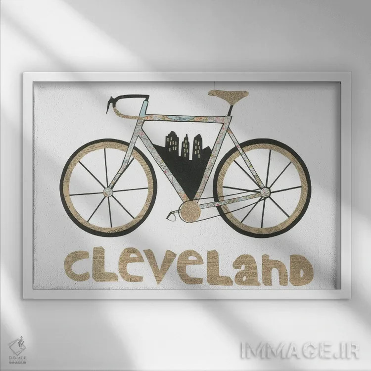 تابلو دوچرخهٔ کلیولند اثر پیپر کاتز (استودیو طراحی کاغذی) - نمای قابدار سفید