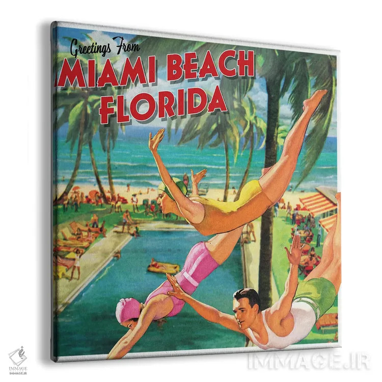 تابلو سفر به ساحل میامی اثر سَتردی ایونینگ پُست (مجله و برند هنری آمریکایی) - نمای پرسپکتیو محصول