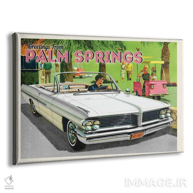 تابلو سفر به پام اسپرینگز ۲ اثر سَتردی ایونینگ پُست (مجله و برند هنری آمریکایی) - نمای پرسپکتیو محصول