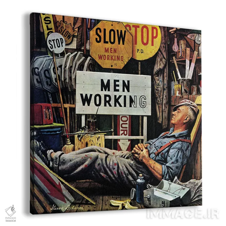 تابلو مردان در حال کار اثر استوان دوهانوس - نمای پرسپکتیو محصول