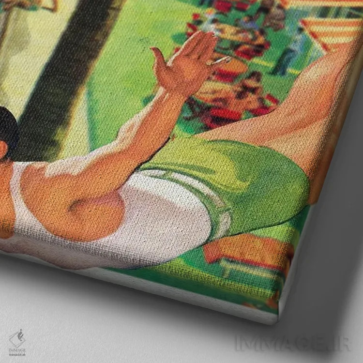 تابلو سفر به ساحل میامی اثر سَتردی ایونینگ پُست (مجله و برند هنری آمریکایی) - نمای نزدیک بافت بوم