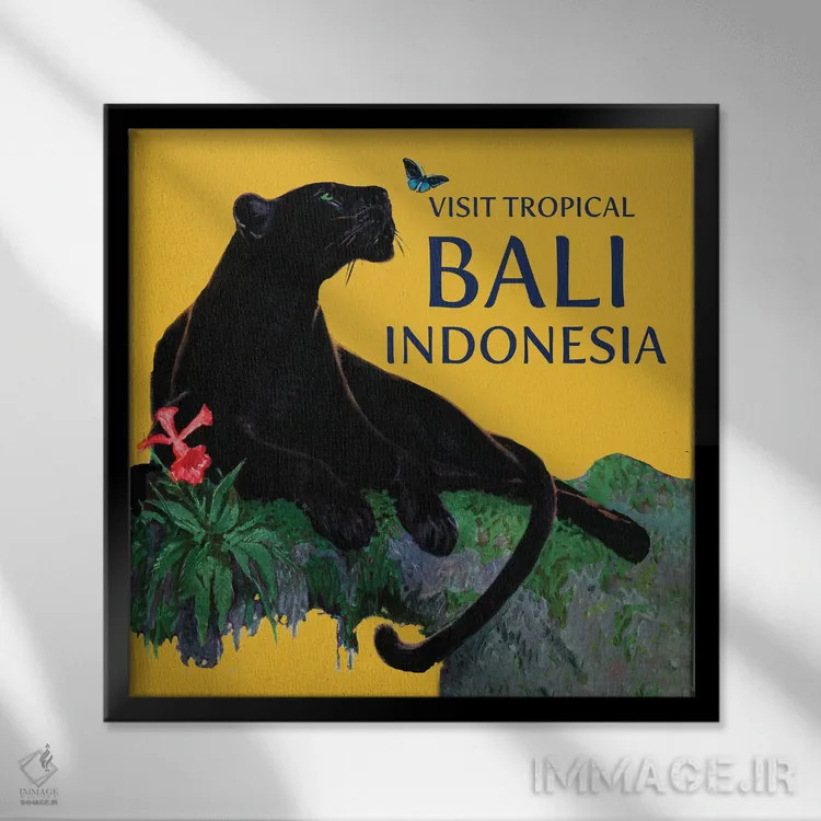 تابلو سفر به بالی اثر سَتردی ایونینگ پُست (مجله و برند هنری آمریکایی) - نمای قابدار مشکی