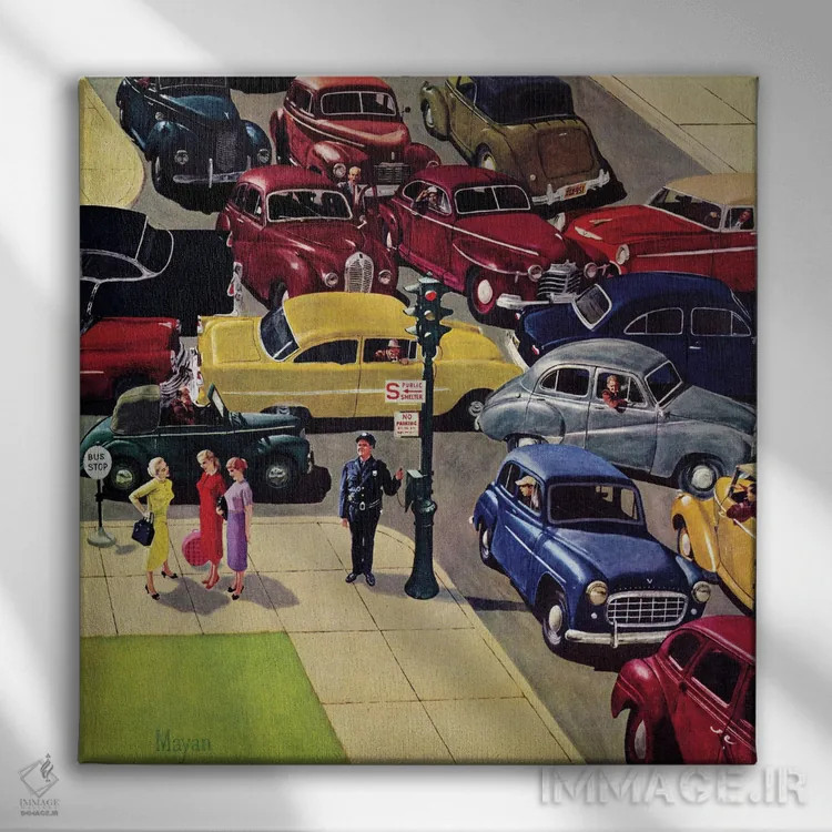 تابلو ترافیک سنگین اثر ارل مایان - نمای روبهرو روی دیوار