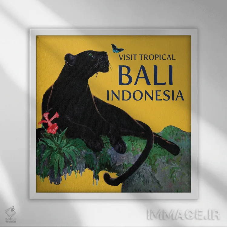 تابلو سفر به بالی اثر سَتردی ایونینگ پُست (مجله و برند هنری آمریکایی) - نمای قابدار سفید