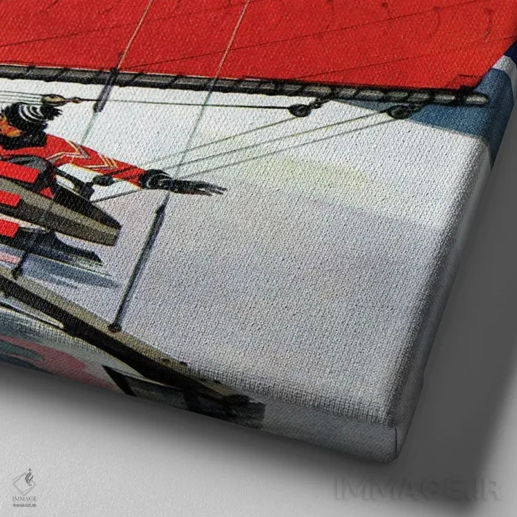 تابلو سفر به سوئد اثر سَتردی ایونینگ پُست (مجله و برند هنری آمریکایی) - نمای نزدیک بافت بوم