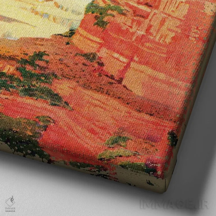 تابلو سفر به گرند کنیون ۲ اثر سَتردی ایونینگ پُست (مجله و برند هنری آمریکایی) - نمای نزدیک بافت بوم