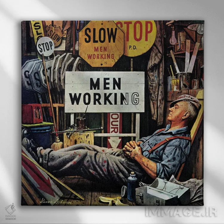 تابلو مردان در حال کار اثر استوان دوهانوس - نمای روبهرو روی دیوار
