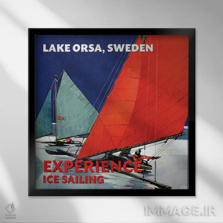 تابلو سفر به سوئد اثر سَتردی ایونینگ پُست (مجله و برند هنری آمریکایی) - نمای قابدار مشکی