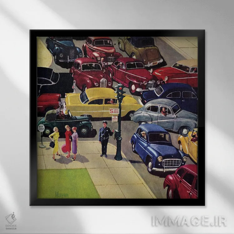 تابلو ترافیک سنگین اثر ارل مایان - نمای قابدار مشکی