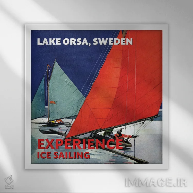 تابلو سفر به سوئد اثر سَتردی ایونینگ پُست (مجله و برند هنری آمریکایی) - نمای قابدار سفید