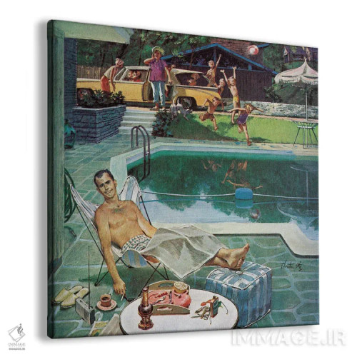تابلو مهمانان ناخواندهٔ استخر اثر ثورتون اوتز (هنرمند آمریکایی) - نمای پرسپکتیو محصول