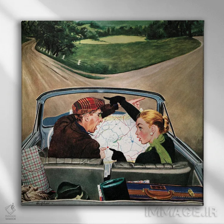 تابلو دو راهی جاده اثر جورج هیوز - نمای روبهرو روی دیوار