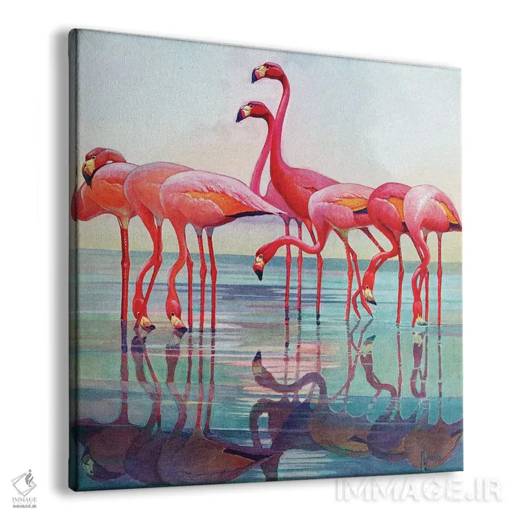 تابلو فلامینگوهای صورتی اثر فرانسیس لی جاکس - نمای پرسپکتیو محصول