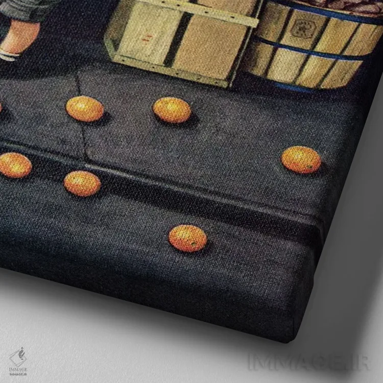 تابلو کودک نوپا و پرتقالها اثر استوان دوهانوس - نمای نزدیک بافت بوم