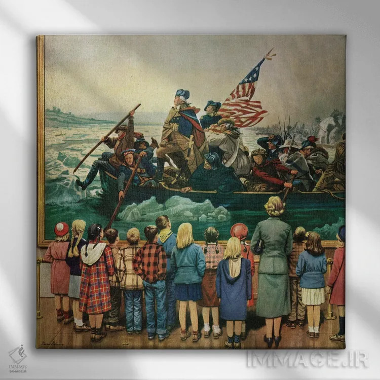 تابلو واشینگتن در حال عبور از رود دلاور اثر استوان دوهانوس - نمای روبهرو روی دیوار