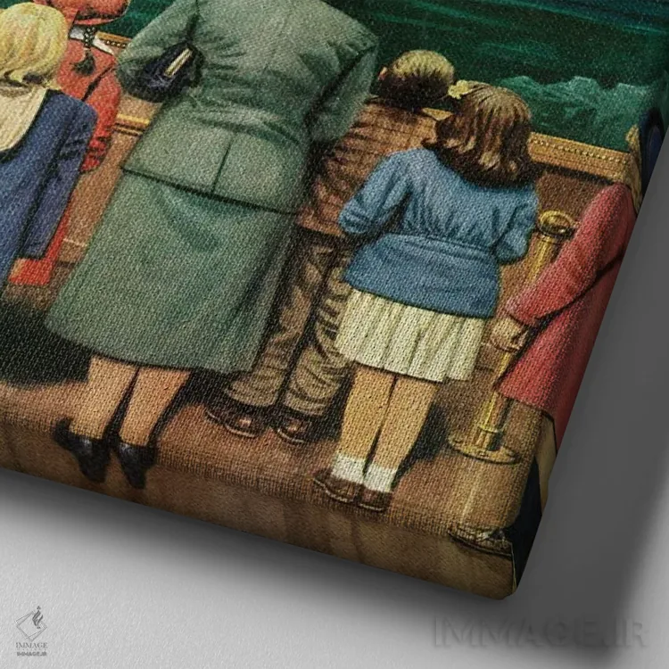 تابلو واشینگتن در حال عبور از رود دلاور اثر استوان دوهانوس - نمای نزدیک بافت بوم