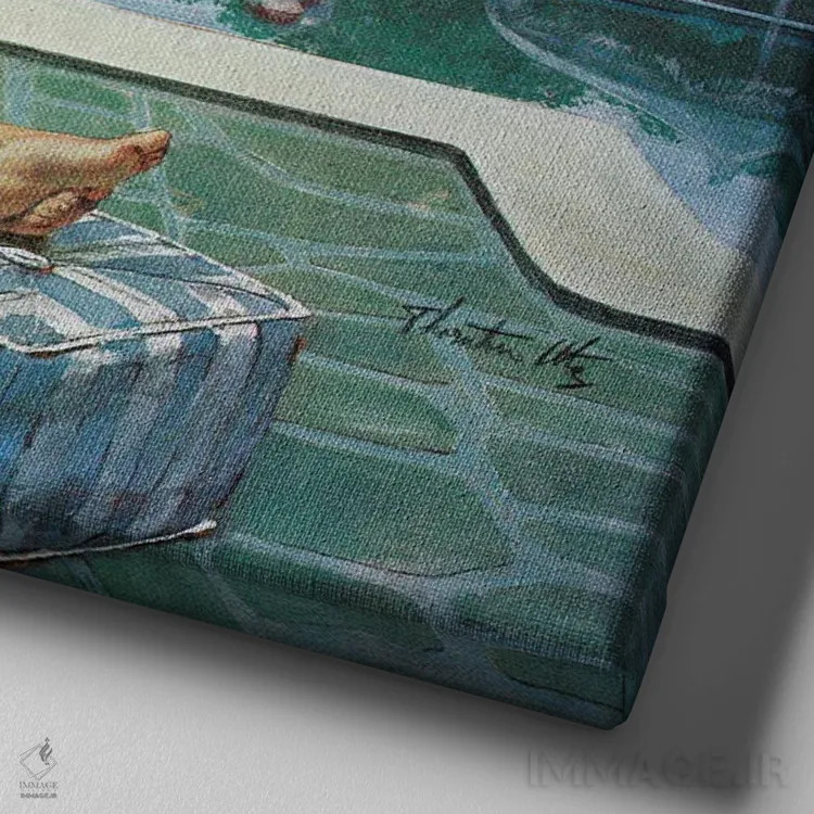 تابلو مهمانان ناخواندهٔ استخر اثر ثورتون اوتز (هنرمند آمریکایی) - نمای نزدیک بافت بوم