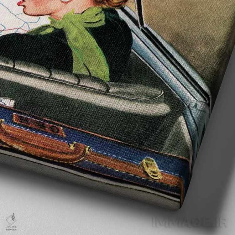 تابلو دو راهی جاده اثر جورج هیوز - نمای نزدیک بافت بوم