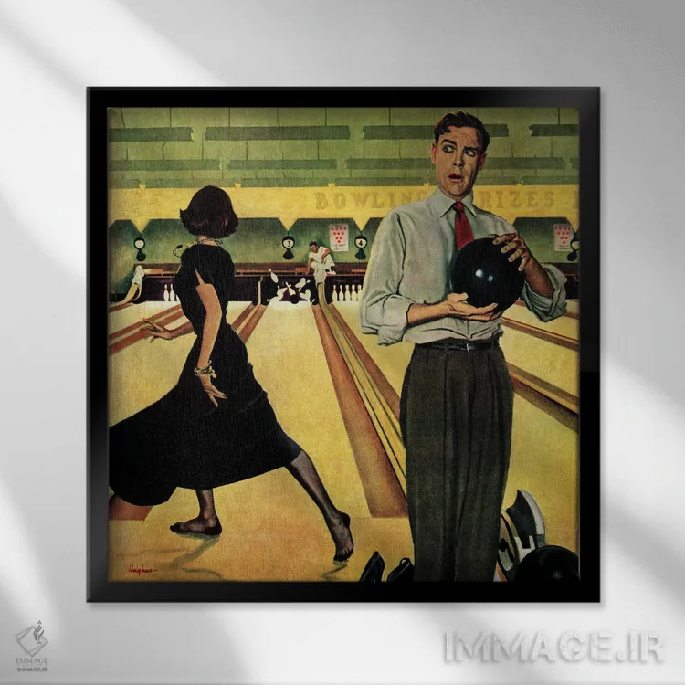 تابلو استرایک بولینگ (ورزشی) اثر جورج هیوز - نمای قابدار مشکی