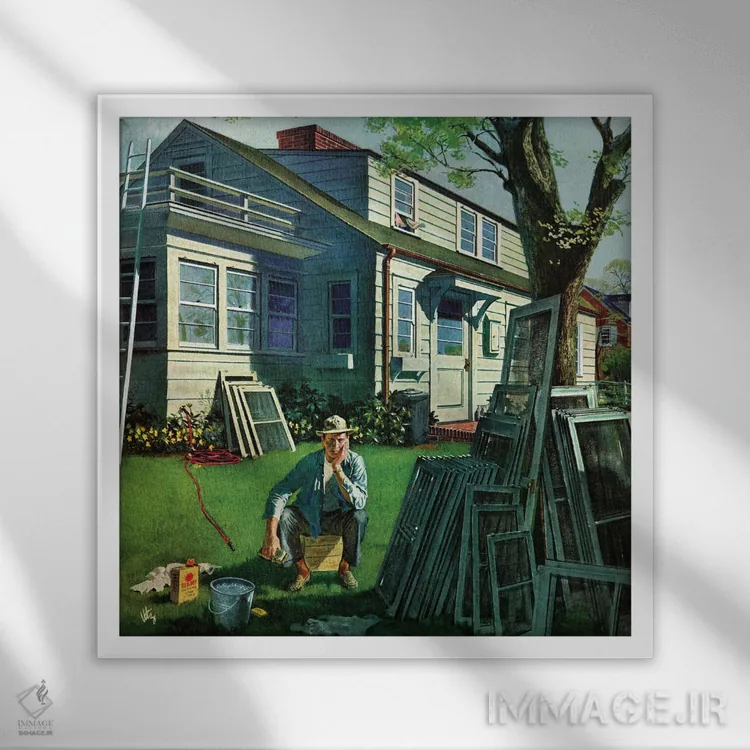 تابلو توری پنجره اثر ثورتون اوتز (هنرمند آمریکایی) - نمای قابدار سفید