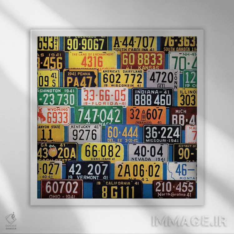 تابلو پلاک خودرو اثر اچ. ویلسون اسمیت - نمای قابدار سفید