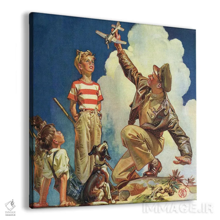 تابلو خلبان کهنهکار اثر جیسی لیندکر (نقاش آمریکایی) - نمای پرسپکتیو محصول