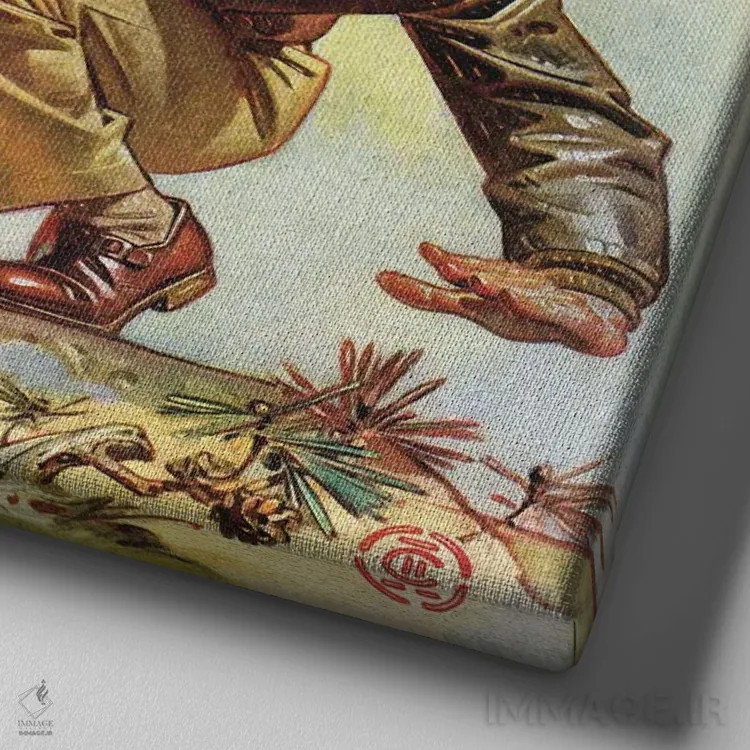 تابلو خلبان کهنهکار اثر جیسی لیندکر (نقاش آمریکایی) - نمای نزدیک بافت بوم