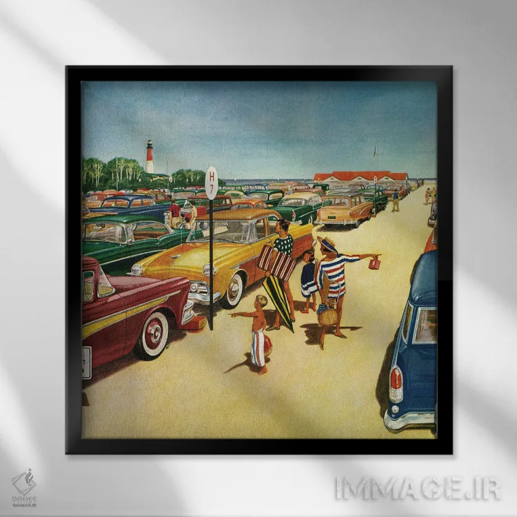 تابلو پارکینگ ساحلی اثر جیمز ویلیامسون - نمای قابدار مشکی