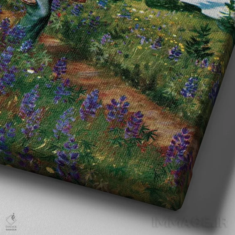 تابلو کوهنوردی در کوهها اثر جان کلایمر - نمای نزدیک بافت بوم