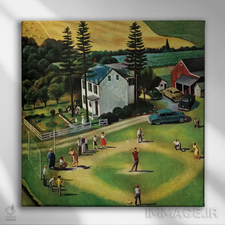 تابلو بیسبال خانوادگی اثر جان فالتر - نمای روبهرو روی دیوار