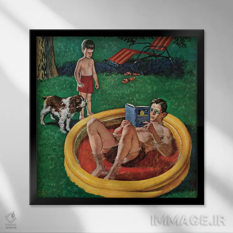 تابلو استخر کمعمق اثر آموس سوول (تصویرگر آمریکایی) - نمای قابدار مشکی