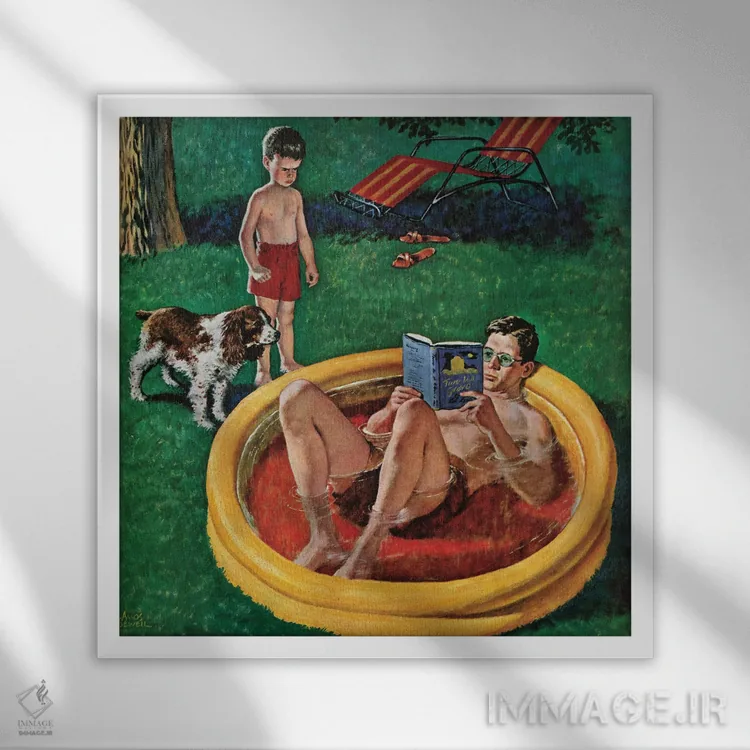 تابلو استخر کمعمق اثر آموس سوول (تصویرگر آمریکایی) - نمای قابدار سفید