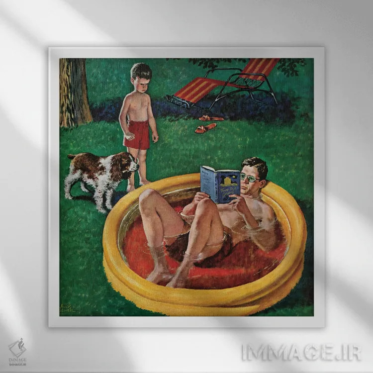تابلو استخر کمعمق اثر آموس سوول (تصویرگر آمریکایی) - نمای قابدار سفید