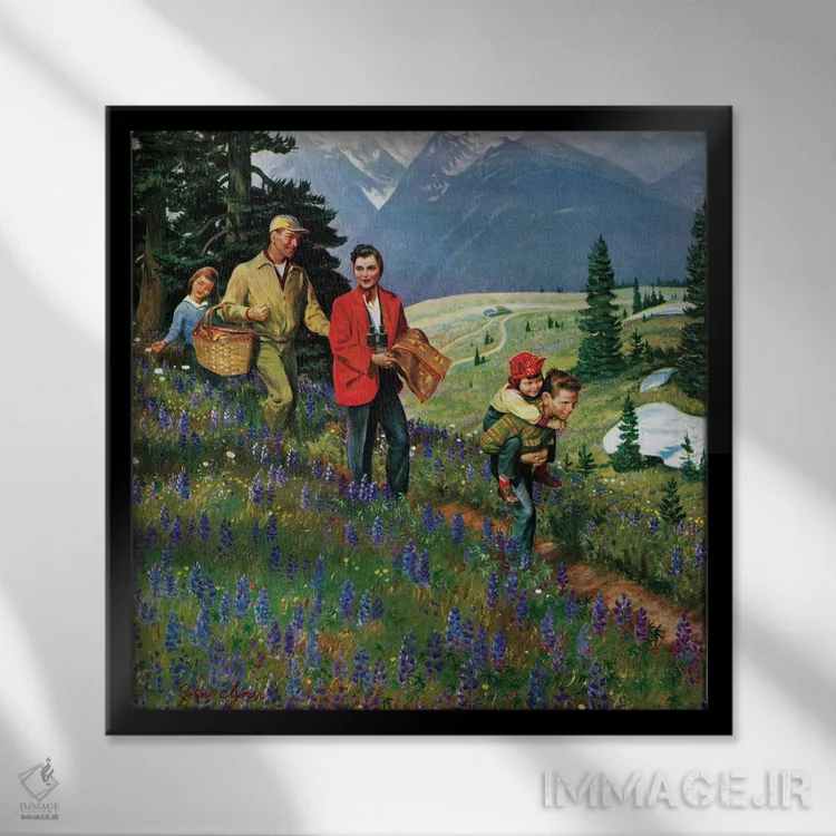 تابلو کوهنوردی در کوهها اثر جان کلایمر - نمای قابدار مشکی