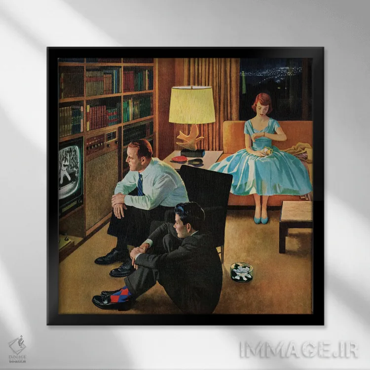 تابلو قرار با تلویزیون اثر جان فالتر - نمای قابدار مشکی