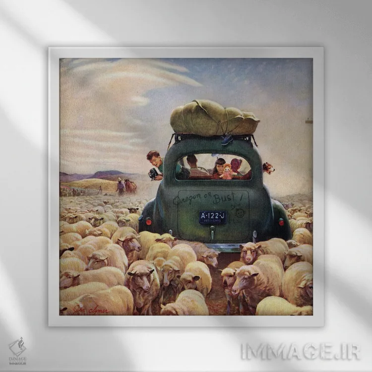 تابلو اورگن یا نابودی (اصطلاح مهاجرت آمریکایی) اثر جان کلایمر - نمای قابدار سفید