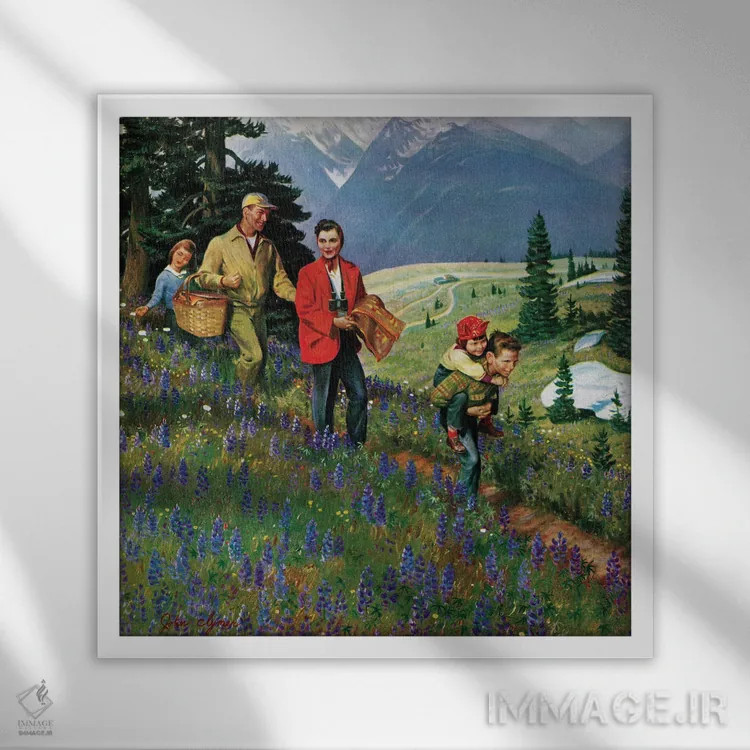 تابلو کوهنوردی در کوهها اثر جان کلایمر - نمای قابدار سفید