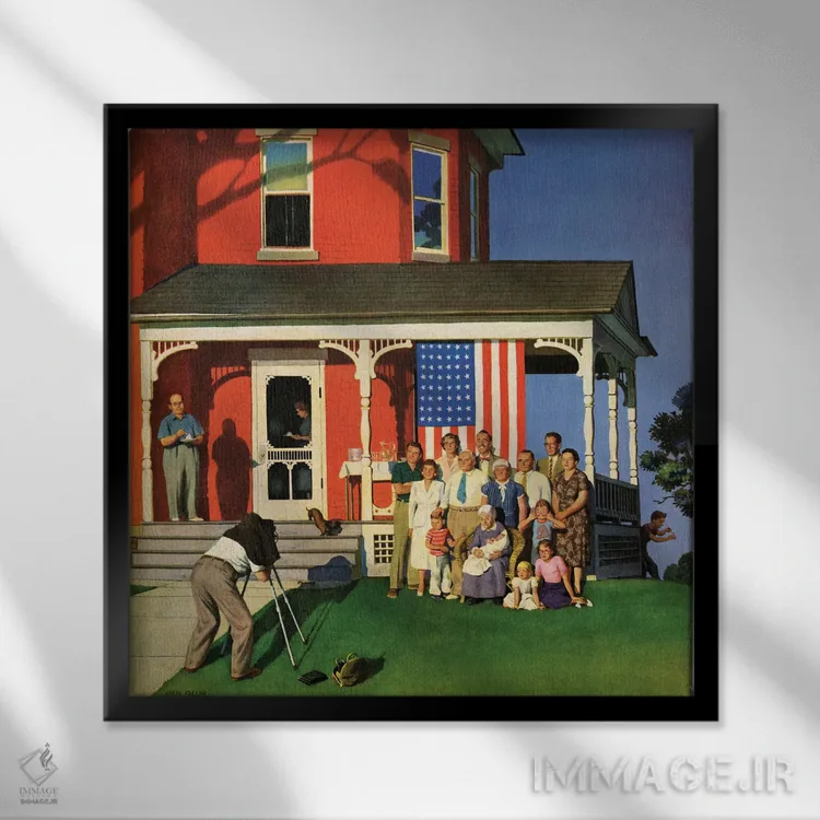 تابلو عکس دستهجمعی خانوادگی در چهارم ژوئیه (آمریکا) اثر جان فالتر - نمای قابدار مشکی