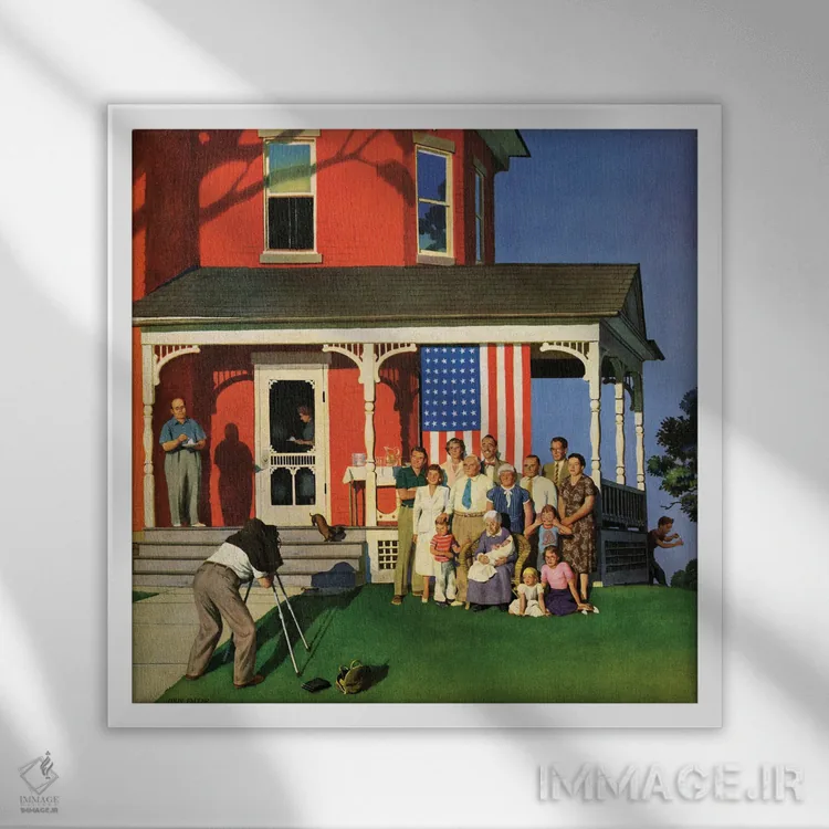 تابلو عکس دستهجمعی خانوادگی در چهارم ژوئیه (آمریکا) اثر جان فالتر - نمای قابدار سفید