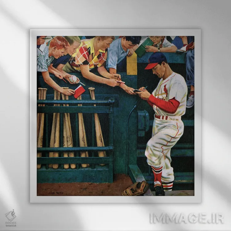 تابلو اِستَن مرد (لقب ورزشی یا شخصیتی) اثر جان فالتر - نمای قابدار سفید