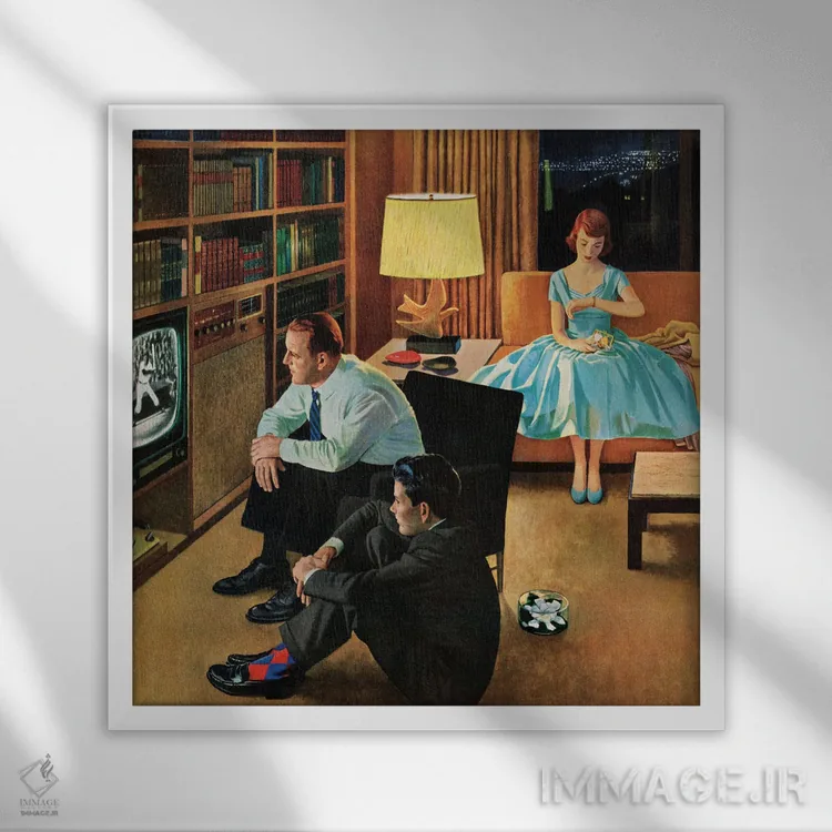 تابلو قرار با تلویزیون اثر جان فالتر - نمای قابدار سفید