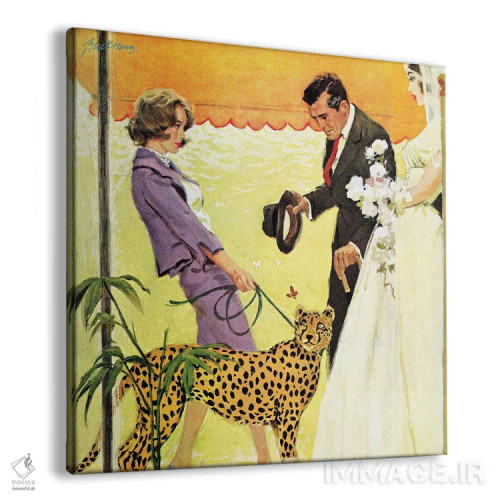 تابلو بانویی با یوزپلنگ اثر لین باکهام - نمای پرسپکتیو محصول