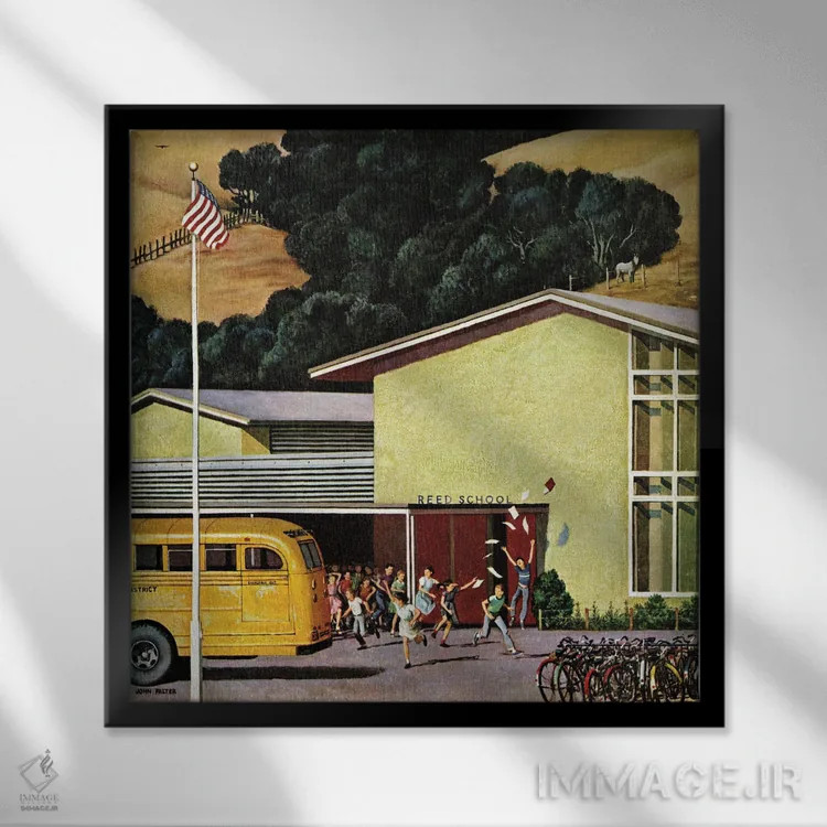 تابلو مدرسه تعطیل شد اثر جان فالتر - نمای قابدار مشکی