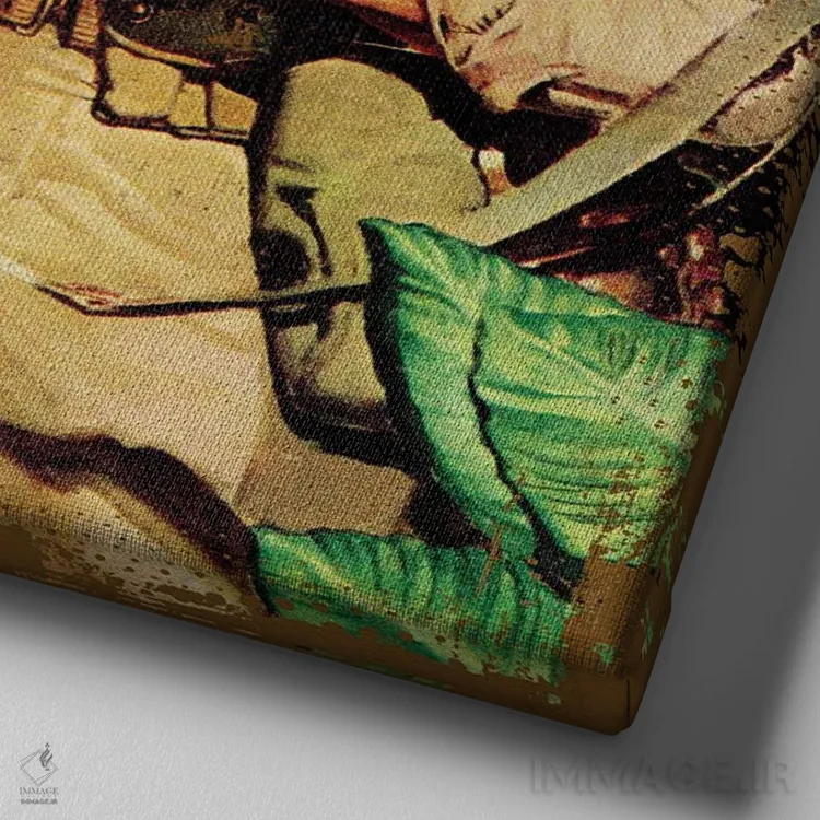 تابلو کماندوی جنگل اثر مید شفر - نمای نزدیک بافت بوم