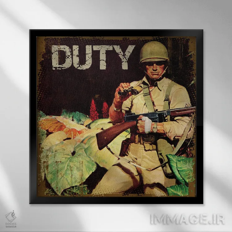 تابلو کماندوی جنگل اثر مید شفر - نمای قابدار مشکی