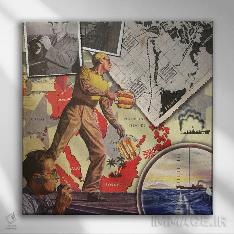 تابلو کلاژ نیروی هوایی اثر سَتردی ایونینگ پُست (مجله و برند هنری آمریکایی) - نمای روبهرو روی دیوار